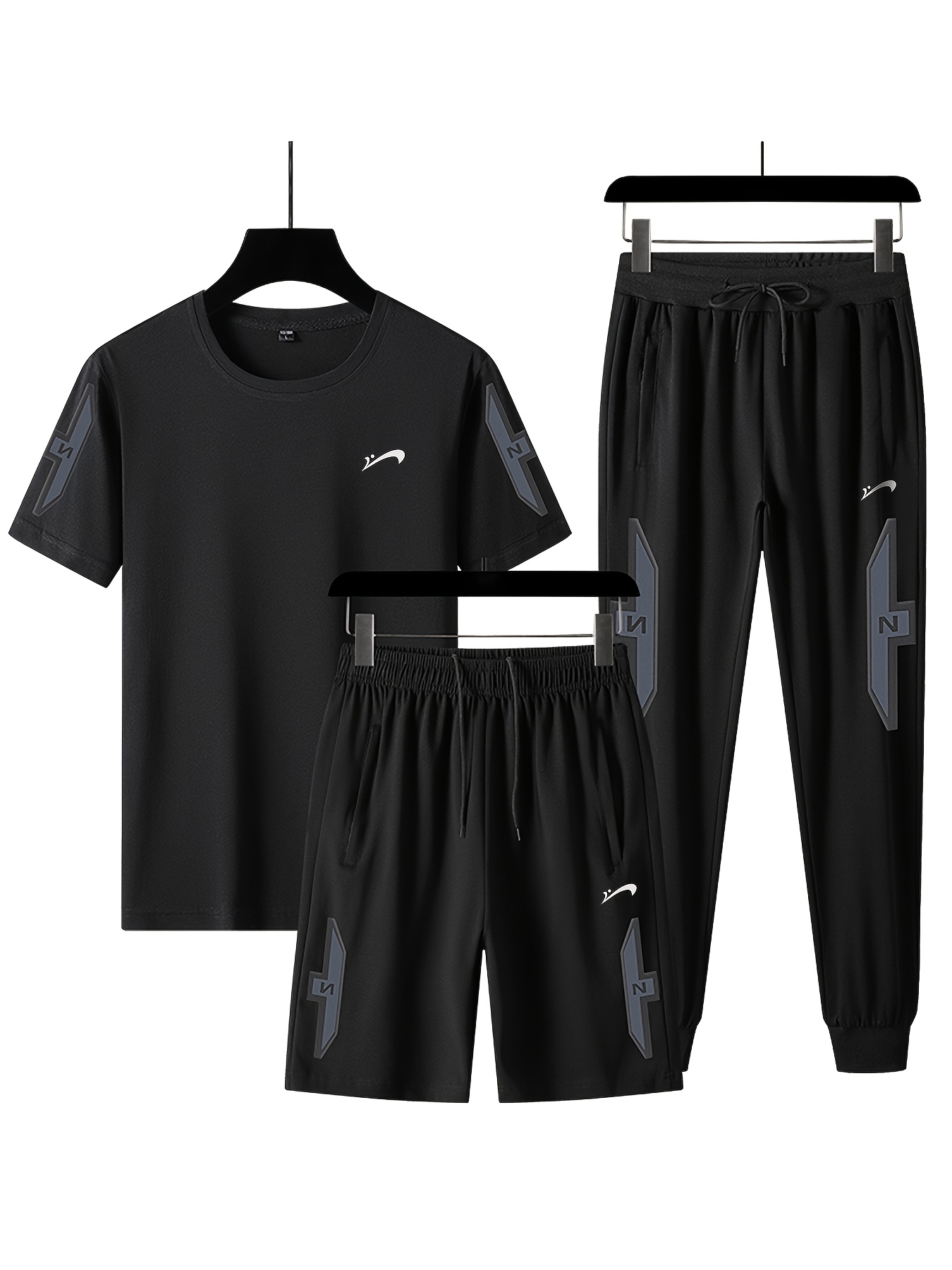 Guiren Bird Men'S Casual Sports Outfit Set Includes a Short-Sleeve T-Shirt And Long Or Short Pants, Made of Pure Cotton for Summer in Large Sizes.