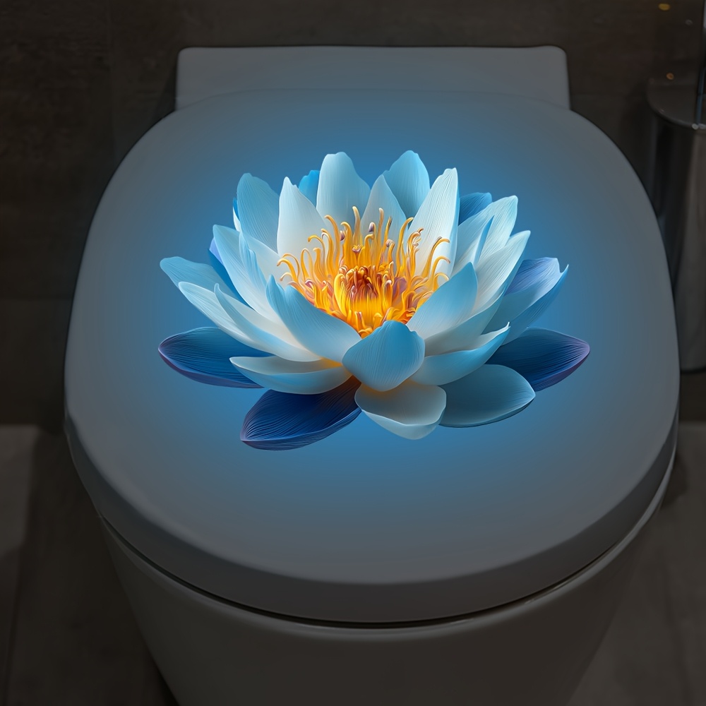 TEMU 1 ud. Adhesivo decorativo para de inodoro con azul que en , Adhesivo decorativo degradado con , adhesivo zen chino para asiento de inodoro