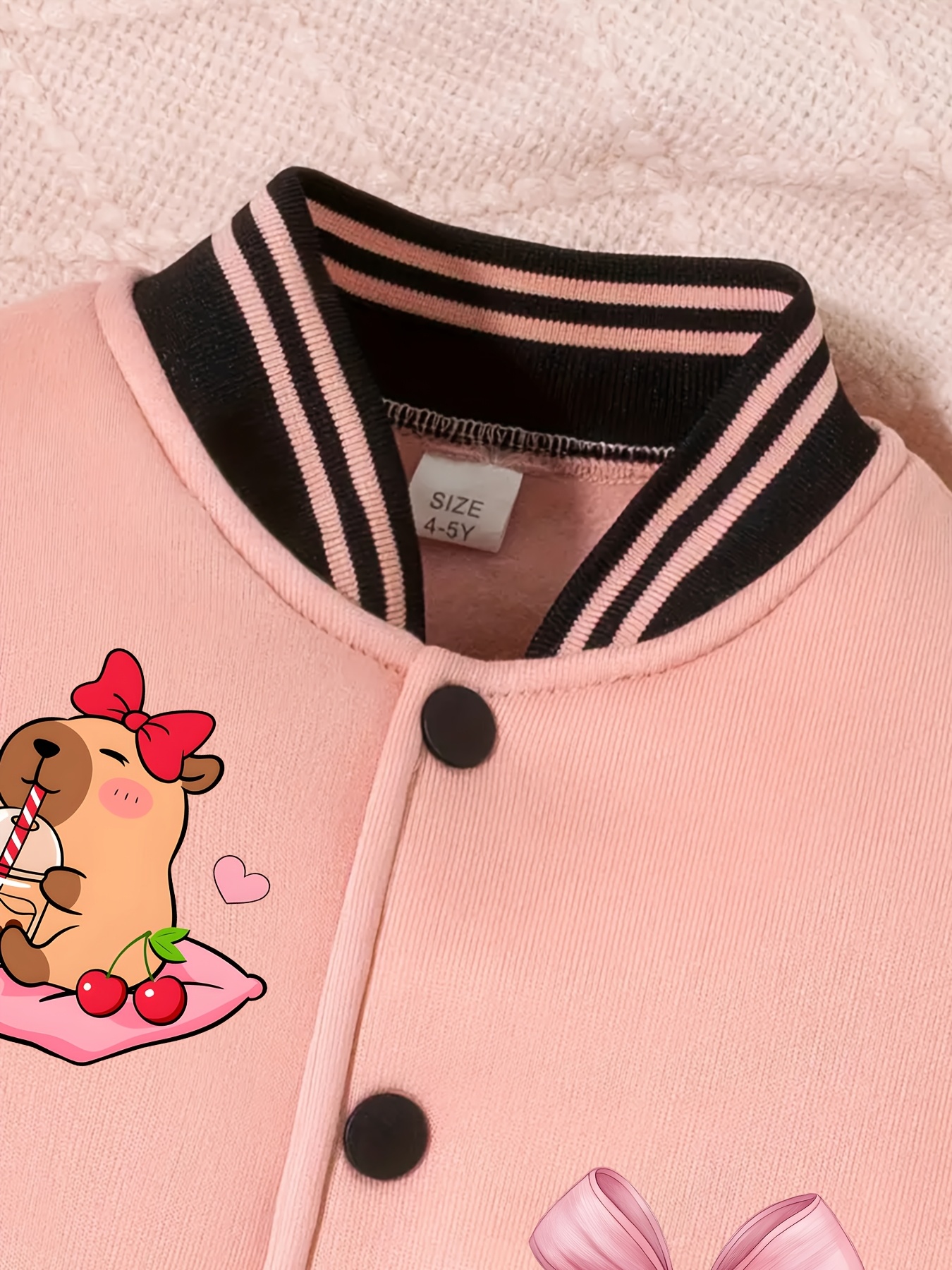   capybara girl baseball jacket casual and stylish jacket autumn winter style featuring a cute capybarafamily   design suitable for casual attire or party occasions such as easter teen casual outdoor sportswear pink 3