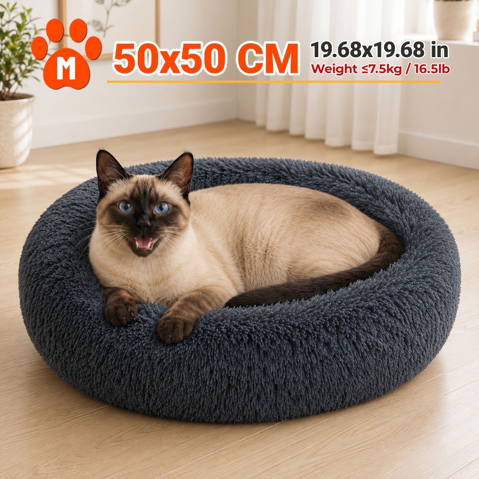 TEMU Panier pour chien toutes saisons multi-tailles, lit canapé étendu en peluche pour animaux de compagnie, coussin de lit de nid moelleux, lit de