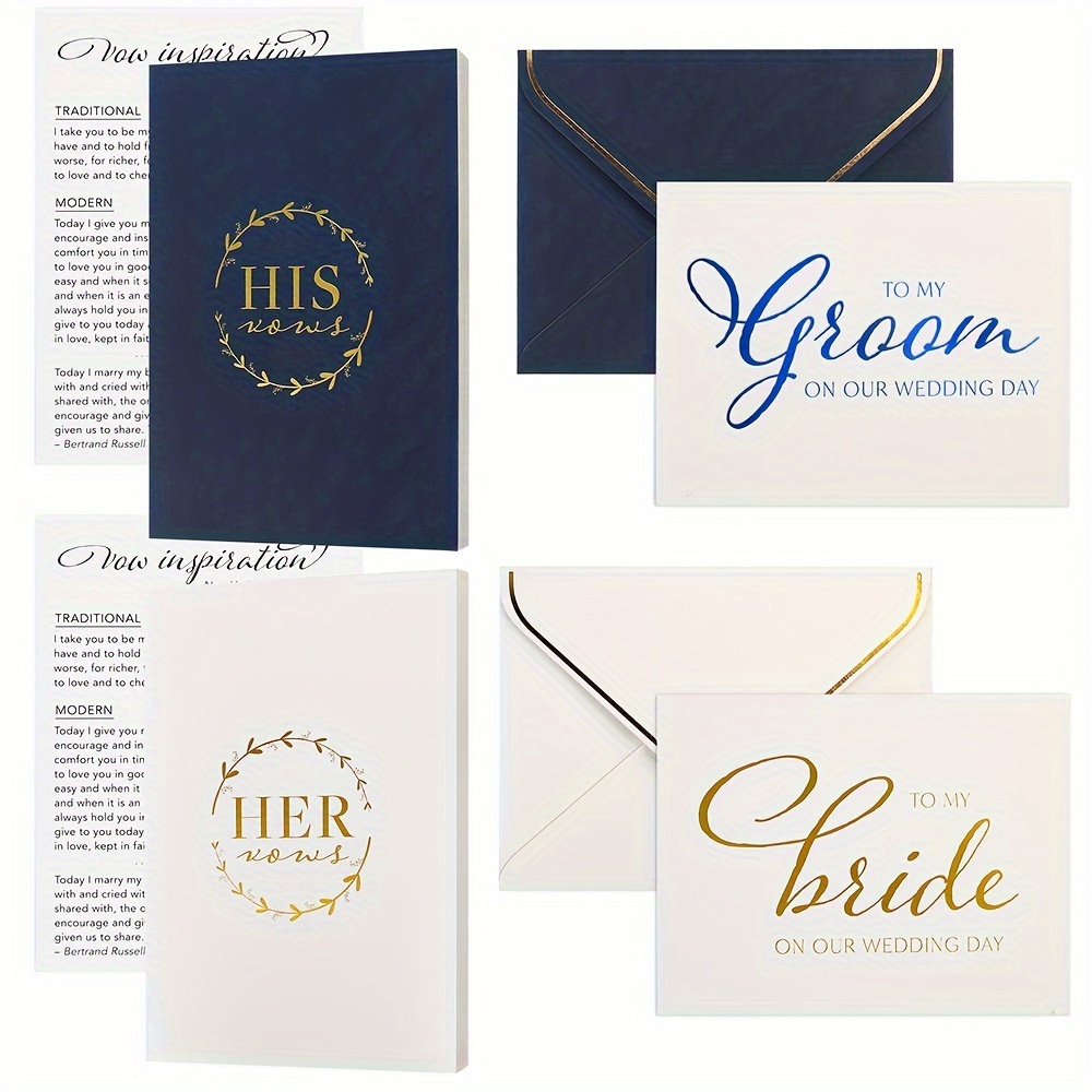 

Lotfancy Vow Books For Wedding, Set Of 8, His And Hers With 24 Lined Pages, 2 Wedding Day Vow Cards, 2 Envelopes, 2 Vow Inspiration Cards, Bride And Groom Gifts, Wedding Keepsake