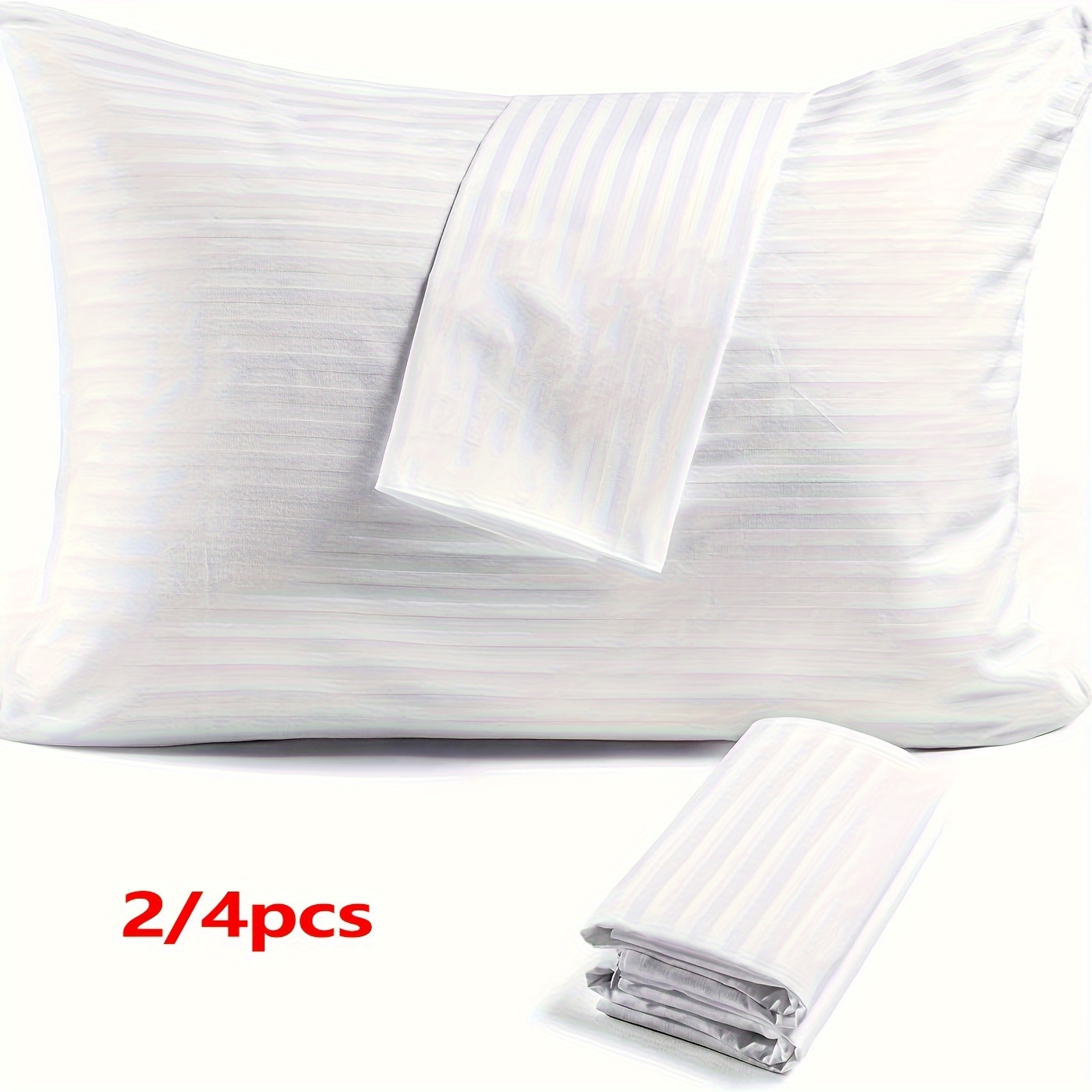 

2/4pcs Luxury Striped Pillow Protectors With Zipper - Soft, Breathable Polyester, No-pill Weave Pillowcases, Ideal For Home And Guest Use, Perfect Day Gift