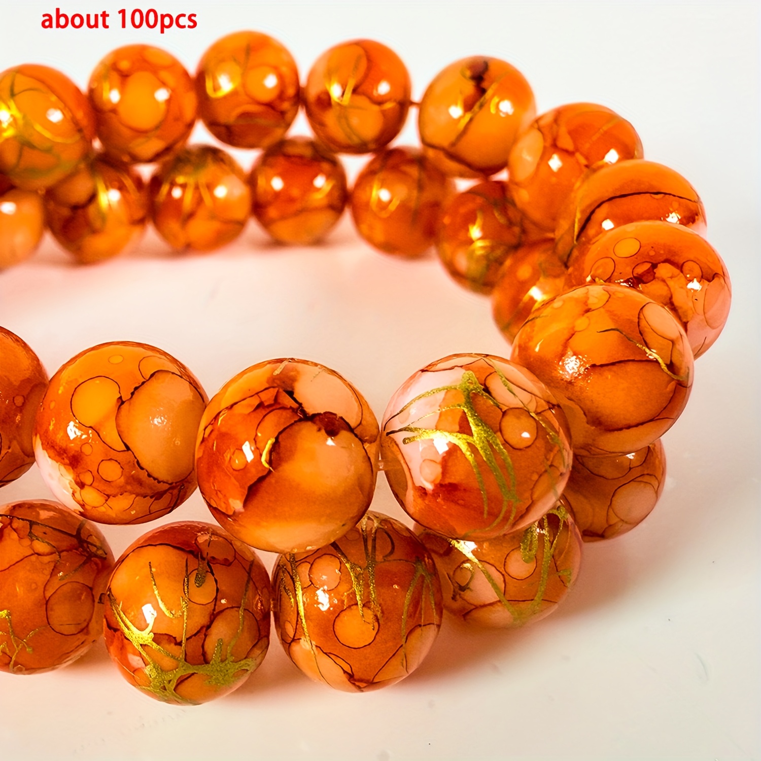 E-shop 100 Stk. 8 mm glatte runde Perlen - Rosa/ , /Blau , Gelb -Farbverlauf - Hochwertige Edelstein-Kugeln geeignet für DIY-Schmuckherstellung,