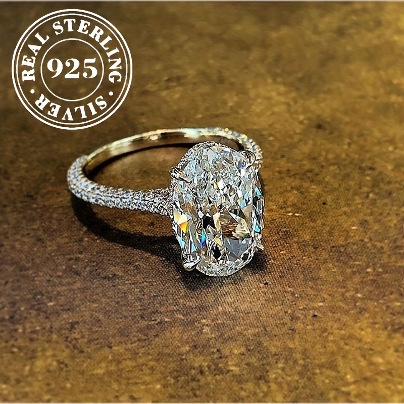 TEMU Available In 5 Sizes, This Minimalist Ring Is As Fresh Snow. Stylish Large Moissanite Style Designed For Elegant Teenager. From S925 Sterling