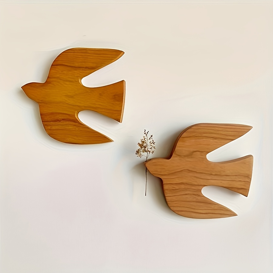 

Handcrafted Wooden Bird Wall Hanging - Decor , Light Brown Wood Grain , No Power Needed, Any Room Decoration, Artistic Display | Elegant Design | Smooth Texture, Bird Decor