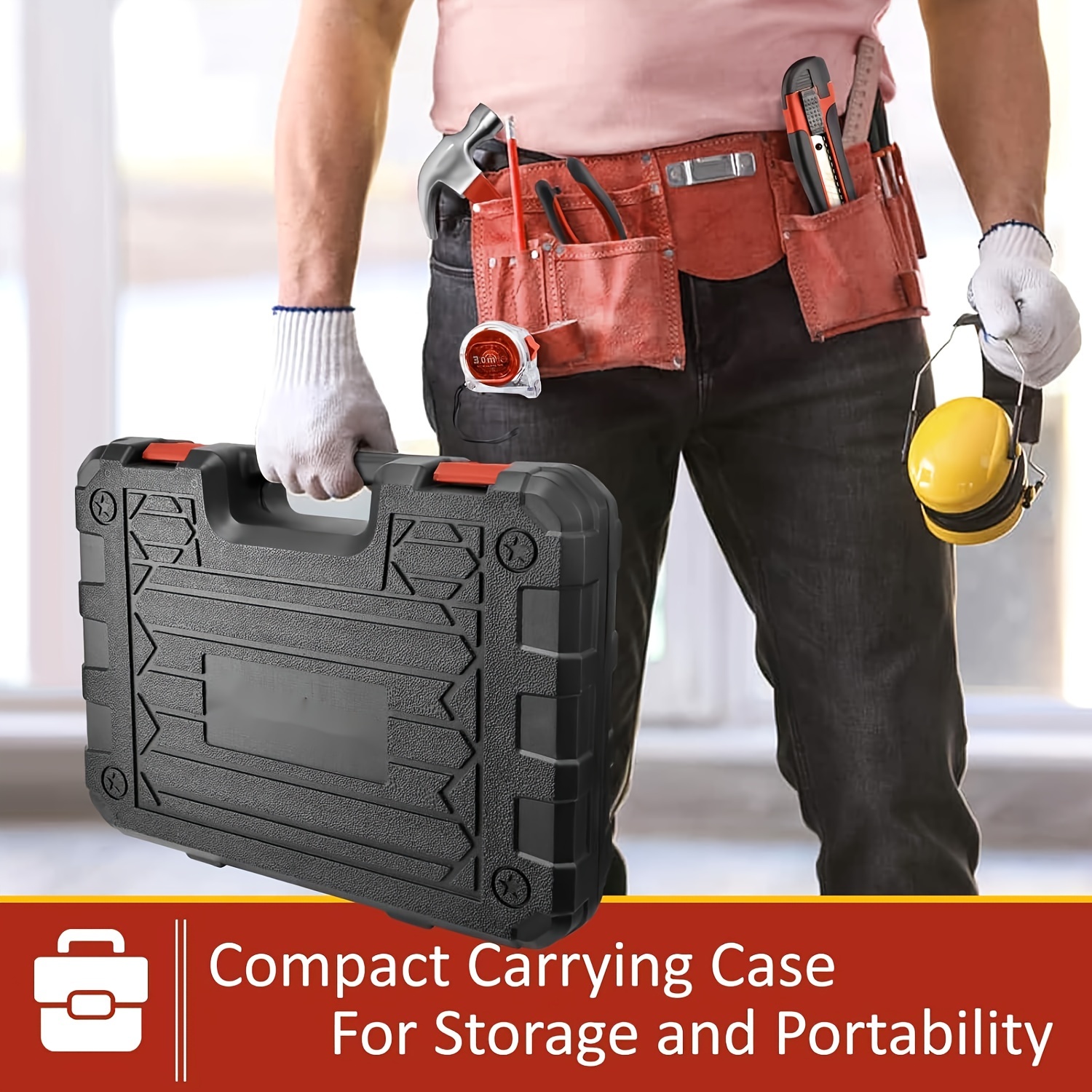 148pcs home tool kit complete hand repair set with portable case ratchet screwdriver pliers wrench tester perfect gift for diy enthusiasts men women red Product details 8