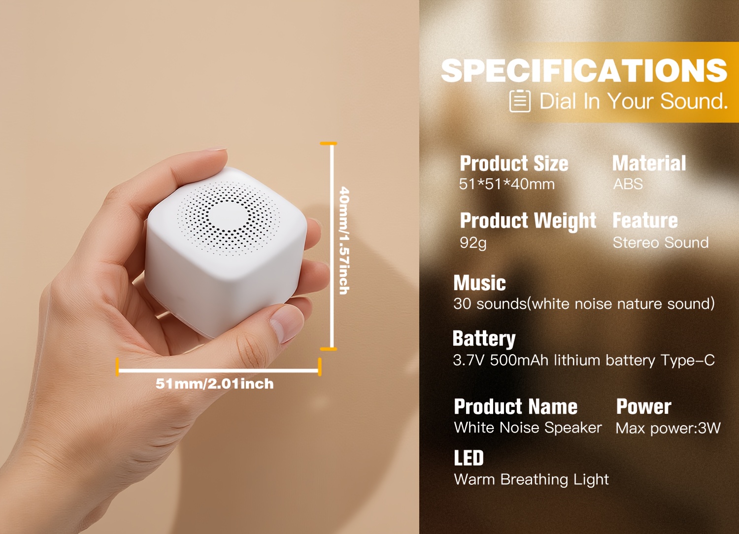 portable sleep soother white noise machine with 15   compatible with rain ocean   30 volume levels auto off timer memory setting   device for for   Product details 4