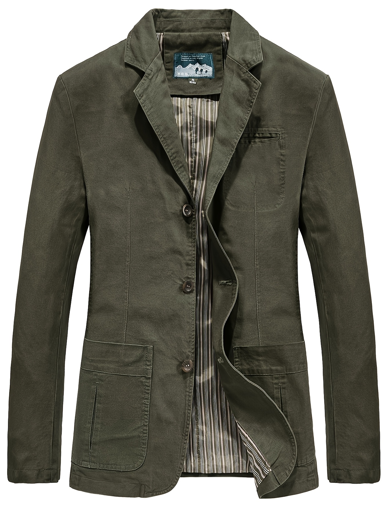 Men's Casual Workwear Blazer - Lightweight Single-Breasted Notch Lapel Coat with Chest Pockets, Breathable Underarm Ventilation & Machine Washable Fabric for Spring/Fall Seasons, Lightweight Outerwear, Natural Colored Fabric, Back to Work Essentials