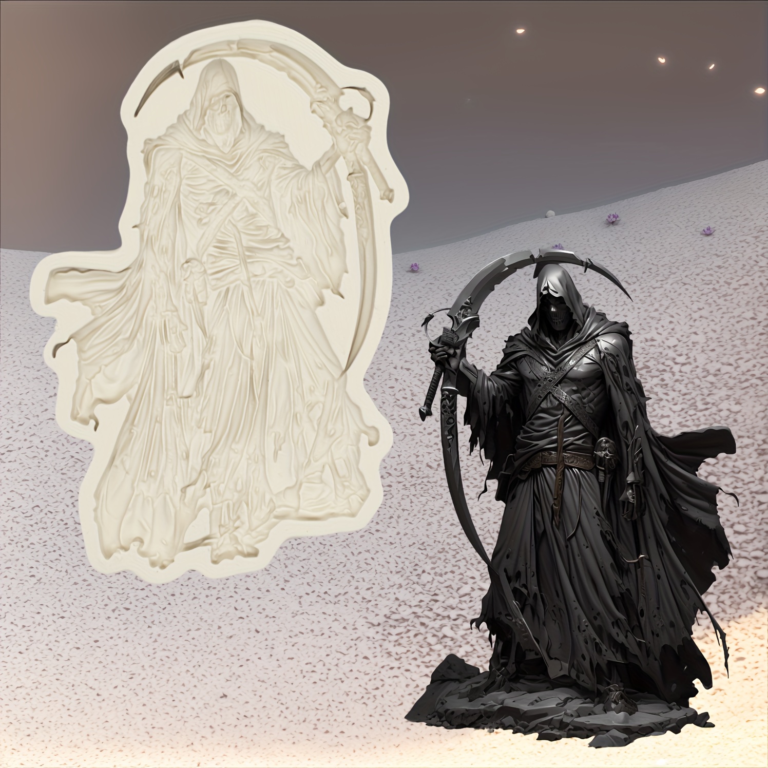 

Halloween Reaper Silicone Resin Mold Cake Decoration Tool Candy Polymer Clay Mold Chocolate Gummy Mold