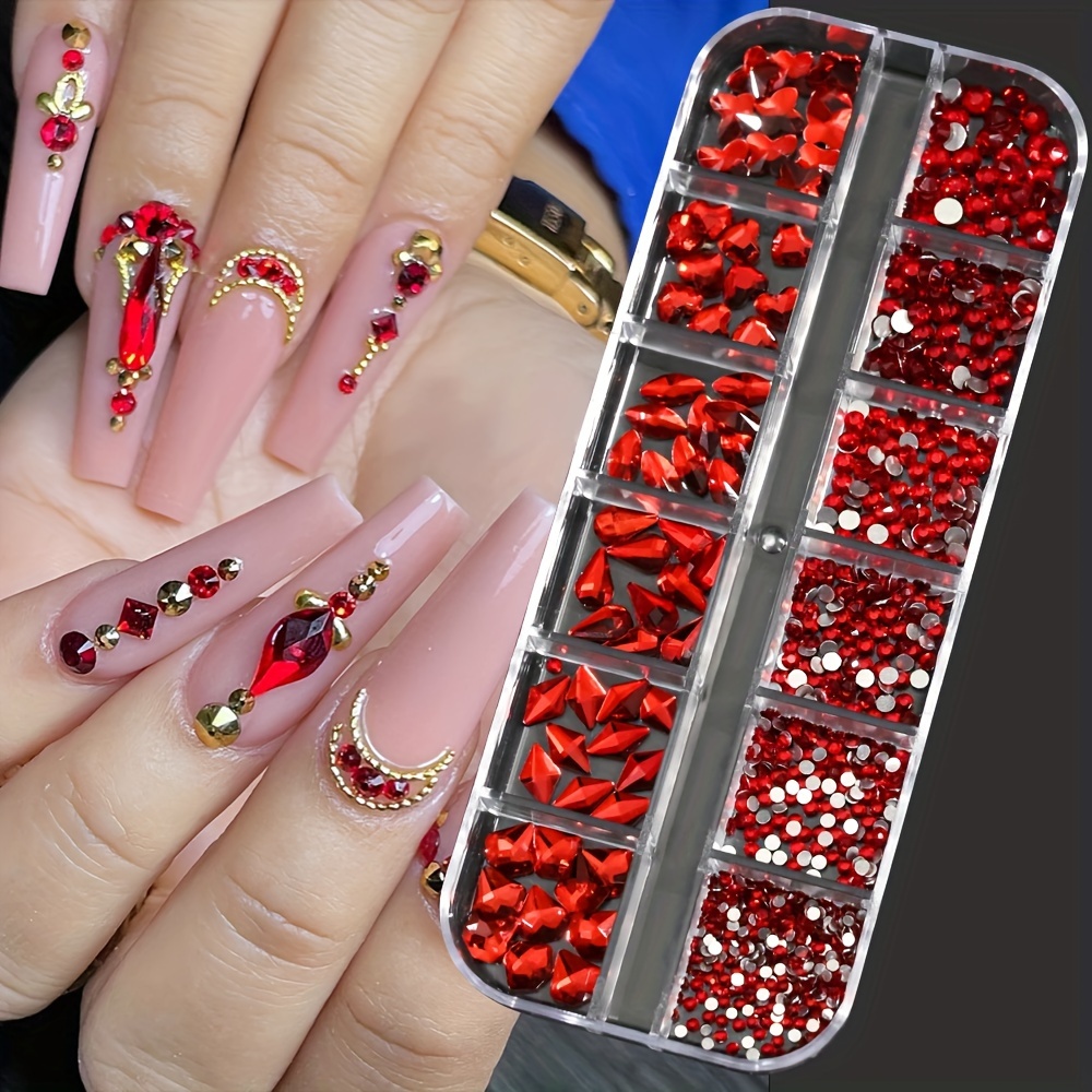 Nagel-Deko Set Weihnachten - 12 Strasssteine & 3D-Studs Für Nail Art, Aus Legierung
