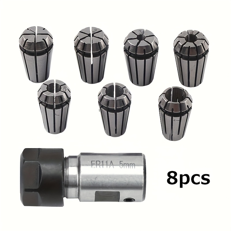 Er11 Collet Set 7pcs (1-7mm) With 5mm Extension For Cnc Milling Machine & Engraver Tool Accessories 8pcs