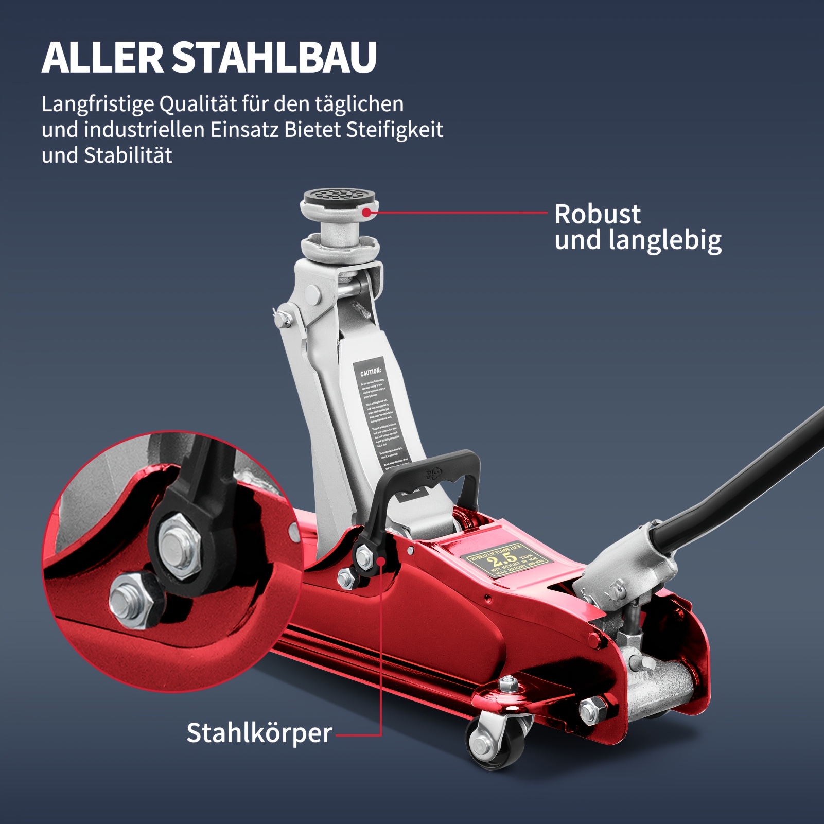  hidráulico resistência de 2.5 toneladas com cabo telescópico – construção em aço durável, altura ajustável, pés de borracha para estabilidade – ideal para , caminhões, ônibus – perfeito para uso em garagem, de pneus & situações de emergência, ferramenta de de emergência | visual industrial | de aço durável, hidráulico portátil detalhes 3