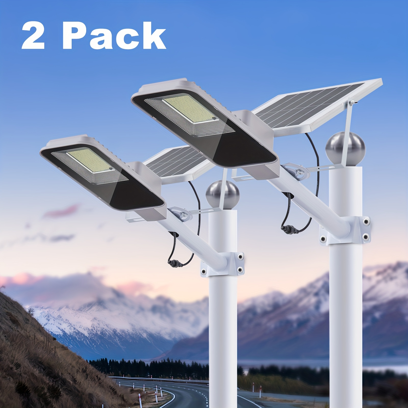Image of 2/1pc Solar Light With Remote Control, Waterproof Ipx7 Solar Outdoor Lights, 6500k 6000mah 350 Led Light Beads Dimmable Garden Lights, For Garden Balcony Terrace Courtyard