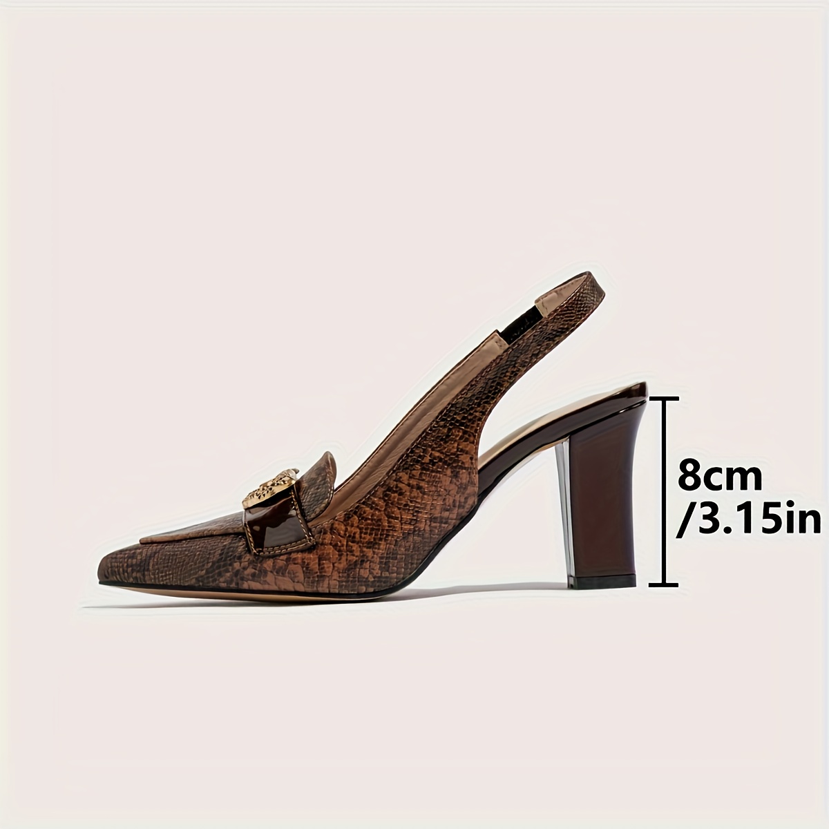 Women's Pointed Toe Thick Heel Sandals with Metal Leopard Head Embellishment