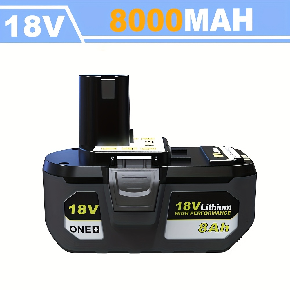 TEMU Batterie de remplacement 8000mAh pour Ryobi 18V P104 P105 P107 P108 P197 PBP005 BPL-1815 pour outils électriques fil au lithium