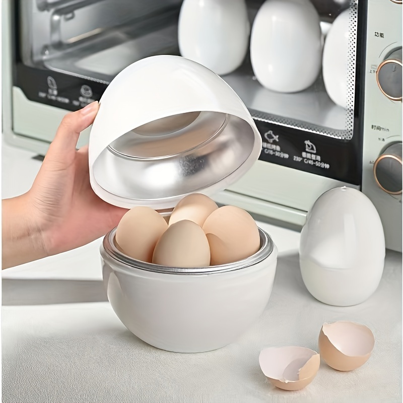 

Aluminum Microwave Egg Poacher Cooker With Lid - 4 Capacity Egg Steamer Kitchen Gadget For Soft And Hard Eggs