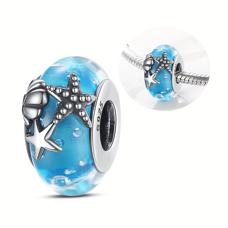

1pc Ocean Blue Glass Beads Charms 925 Silver Original High Quality Charms Beads Women Fits Original 3mm Bracelet Pendant Jewelry Gifts