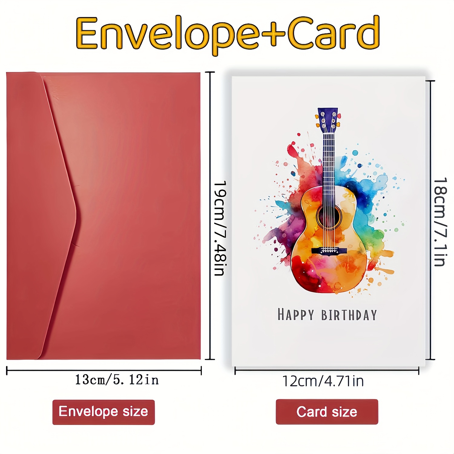 TEMU 1pc, Creative Guitar Birthday Card, Acoustic Guitar Greeting Card, Musician Greeting Card, Guitarist Greeting Card, Birthday Gift For Music