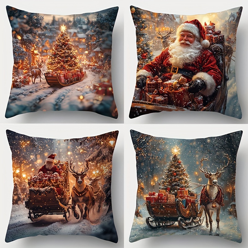 

Contemporary Christmas Set Of 4, 17.72", , , , Washable, Sofa & Decor, (no )