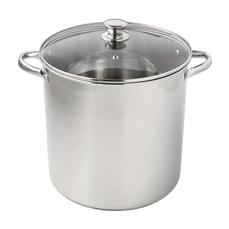 

16-quart Stainless Steel Stock Pot With Glass Lid - Stay-cool Handles, Induction Safe, Dishwasher Safe - Perfect For Sauces, Soups, And Pastas