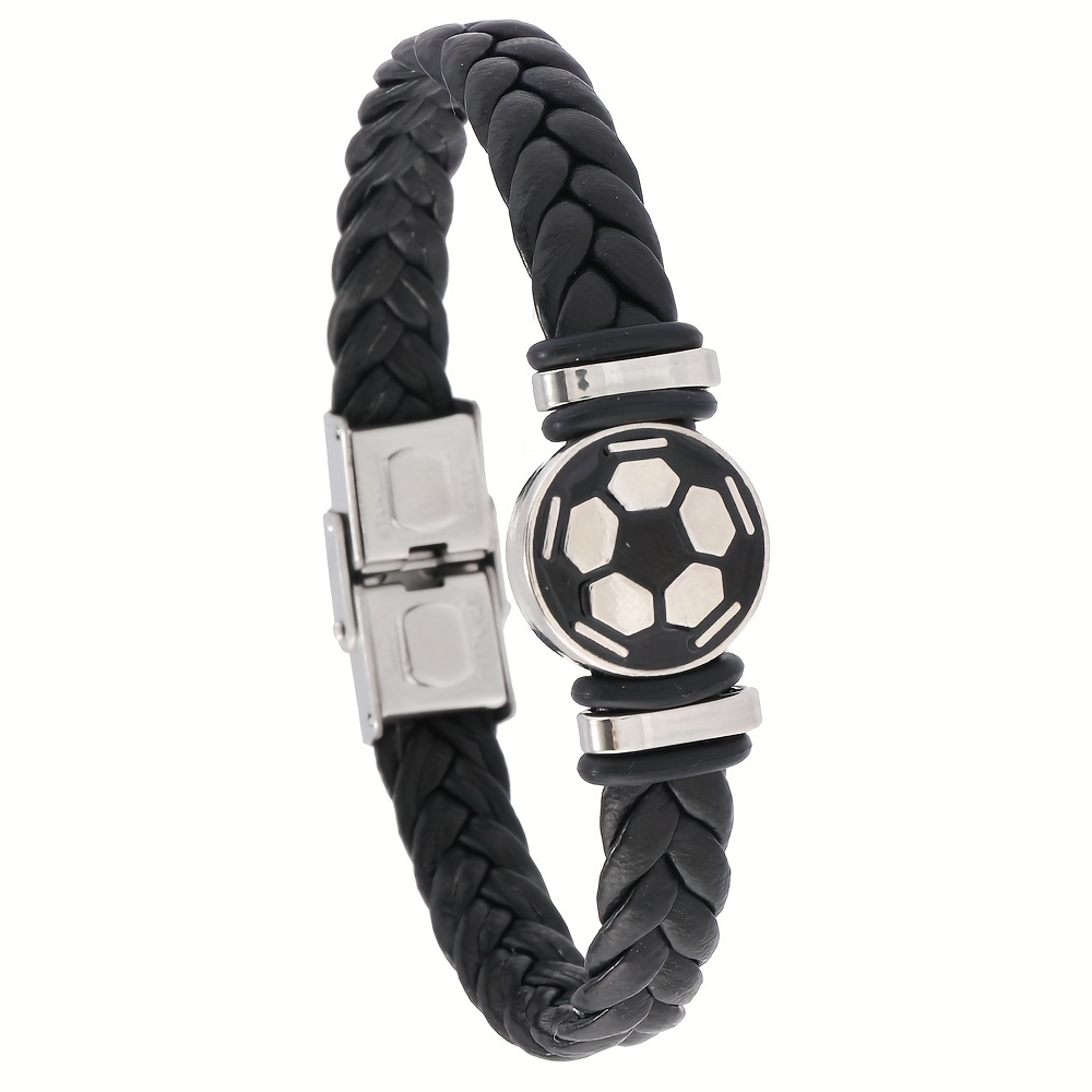 Image of 1pc European & Men's -the-dark Football Team Fan Pu Bracelet Memorial Gift Wristband