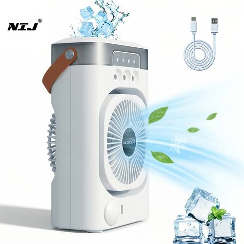 one portable desktop air conditioner with humidifier and spray adjustable air conditioner 120 rotation 600ml water tank suitable for quiet personal air cooler in home office bedroom