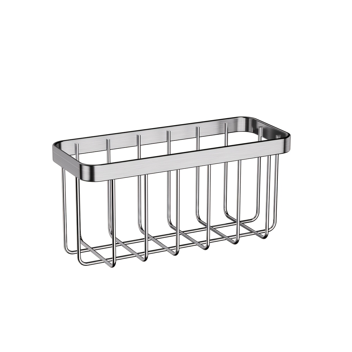 TEMU Portaesponjas de acero inoxidable para fregadero, 1 pieza, sin taladro, estante de drenaje de pared con diseño multicompartimento, para cepillos