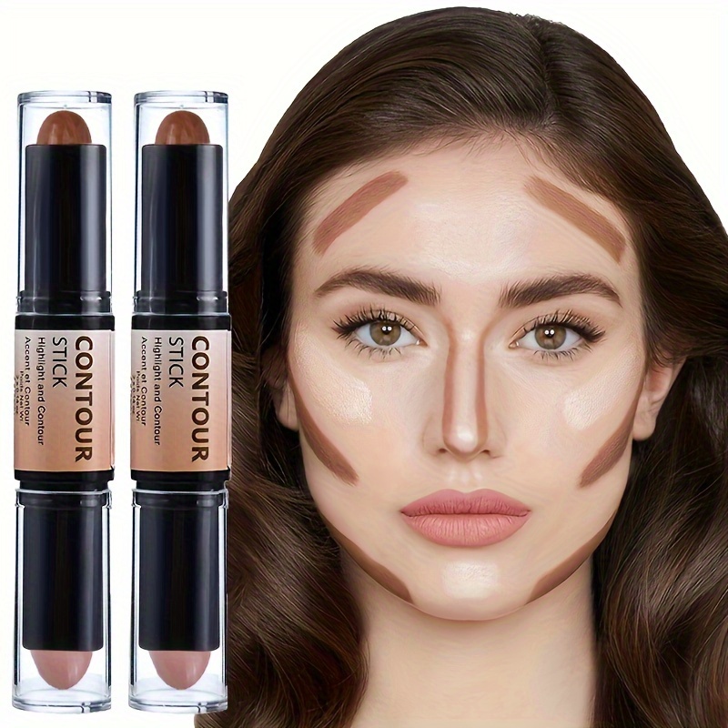 

2-in-1 Highlight & Contour Stick, Dual-ended Face Sculpting Concealer, V-face Dimensional Dual-shade Concealer Pen, Creamy Texture, Easy Blending, Long-lasting Makeup