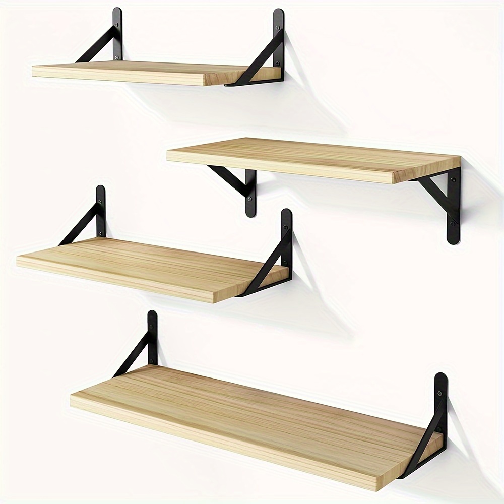 

4 Pcs Floating Shelves, Rural Shelves, Wall -mounted Shelves, Suitable For Bathroom Decoration, Bedroom, Living Room And Plant (natural)