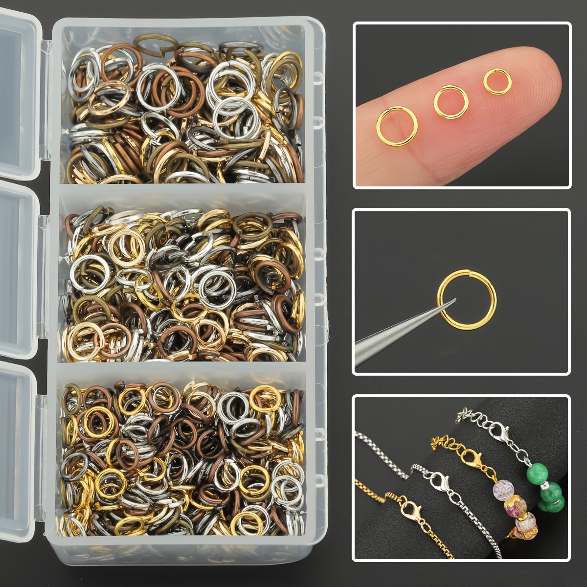 1000pcs Mixed Color Open Jump Rings for Jewellery Making