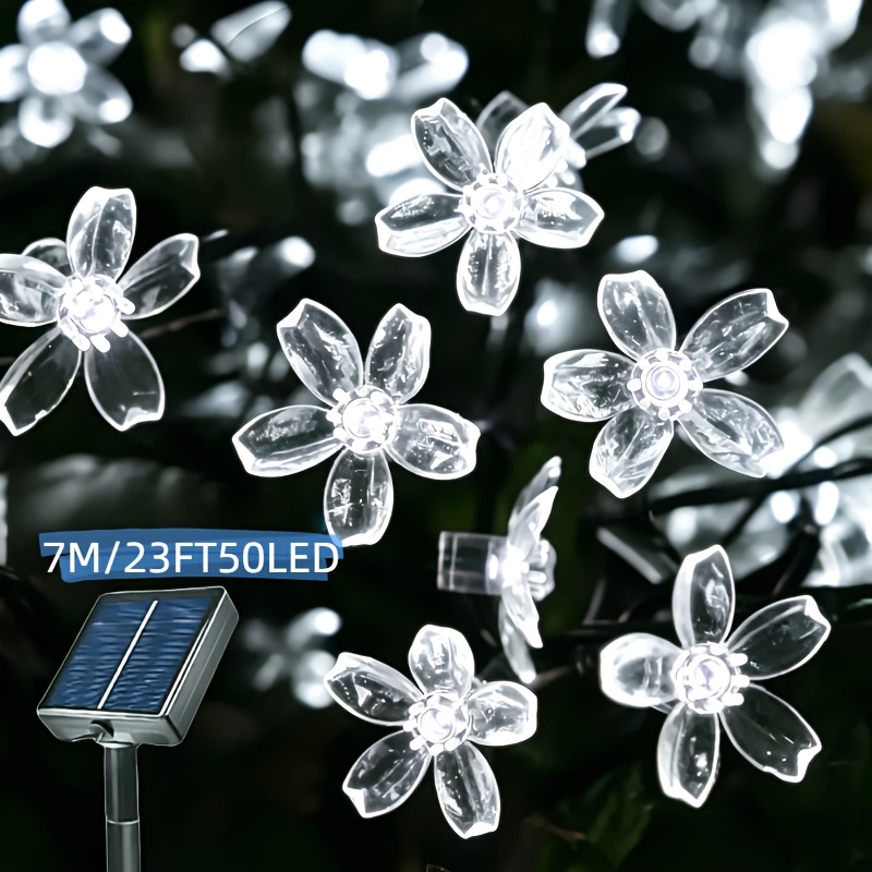 TEMU Guirlande Lumineuse Solaire , 8 Fonctions, IP54, Guirlande Lumineuse Décorative d'Extérieur pour Balcon de Cour, Guirlandes LED pour Festival, 1