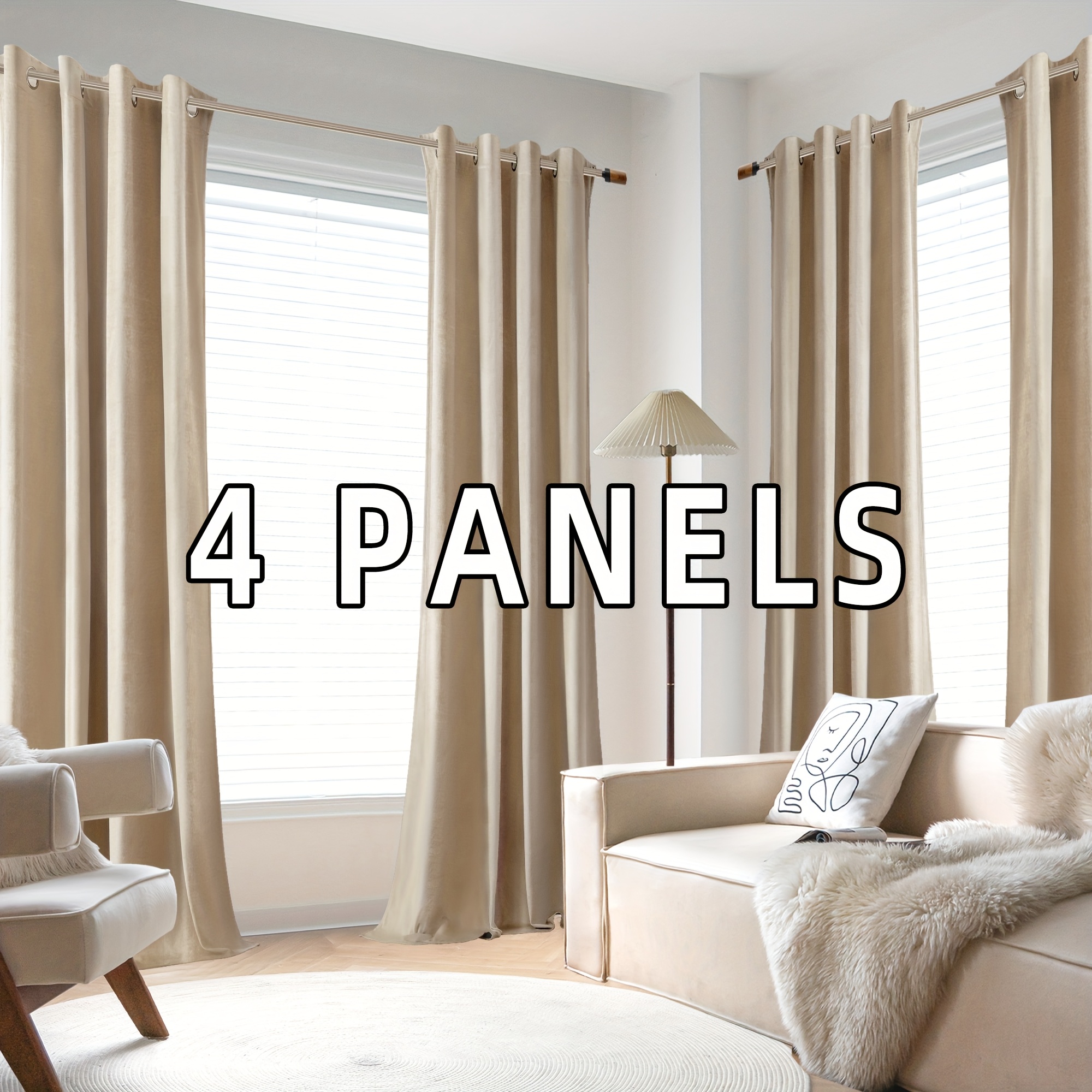 Temu – TEMU 4 Panels Velvet Curtains Room Darkening Curtains Set Super Grommet Curtains Thermal Insulated Blackout Drapes For Living Room Bedroom