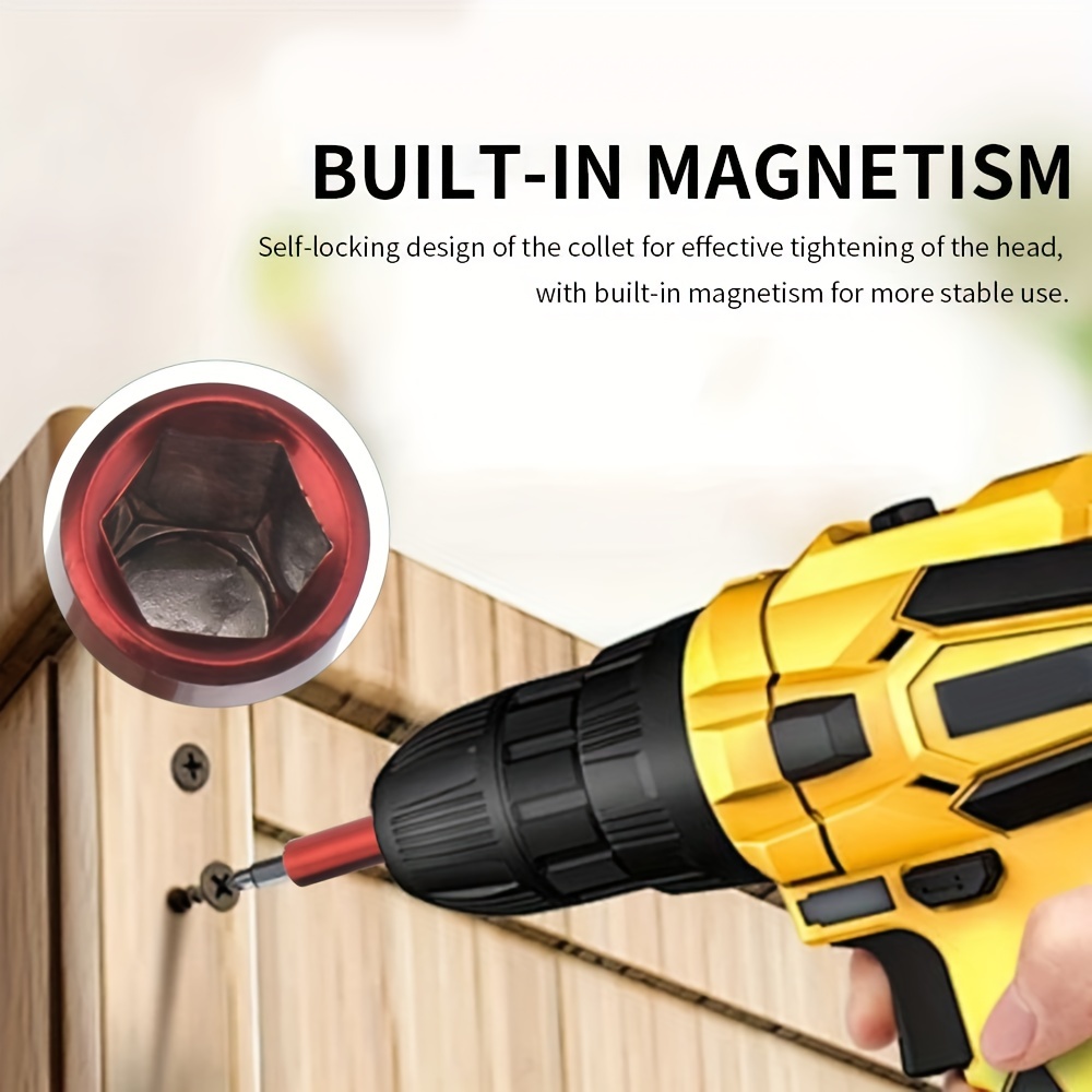 3-Pack Magnetic Screwdriver Bit Holder – Stainless Steel & Chrome-Vanadium, 1/4 Hex Shank, Red (60/100/150mm)
