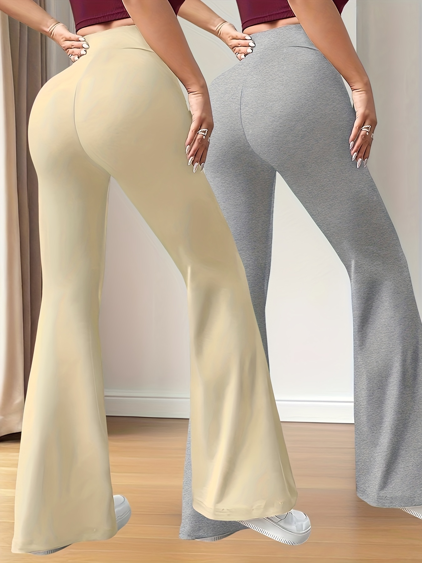 New Autumn Women's Clothing from Europe and America, NEW YORK & BROOKLYN Letter Print, Daily Casual Wear, Two-Pack of Comfortable Slim-Fit Stretch Tapered Straight-Leg Pants with Drawstring Waistband