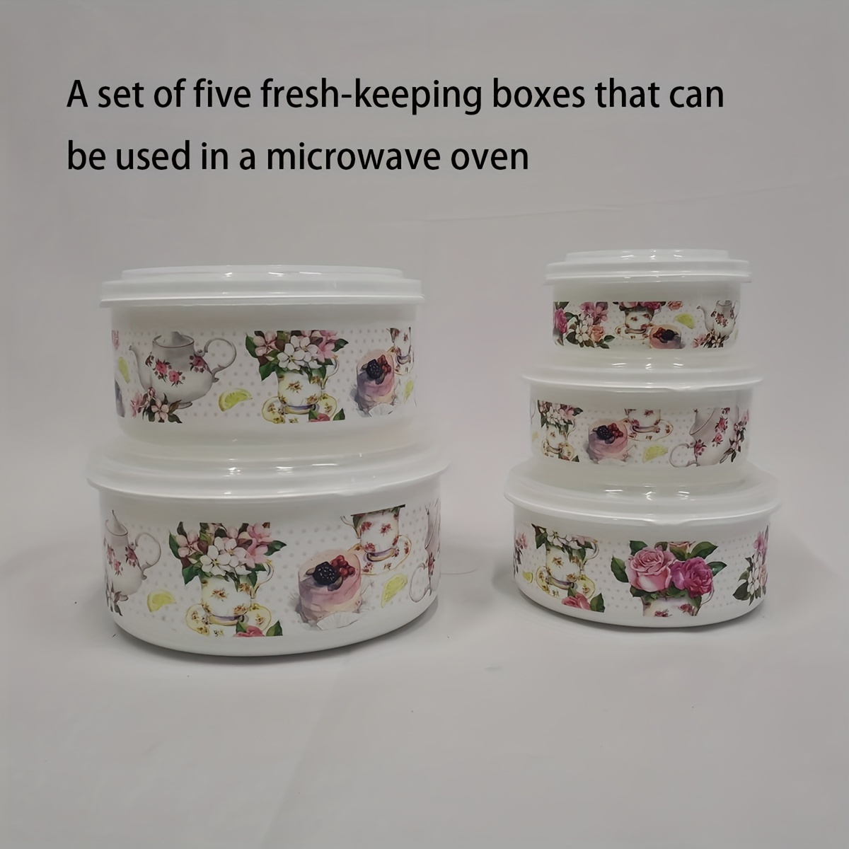 

5pcs Set Round Food Storage Containers, Reusable Plastic Organizer , And Safe, Assorted For And Use