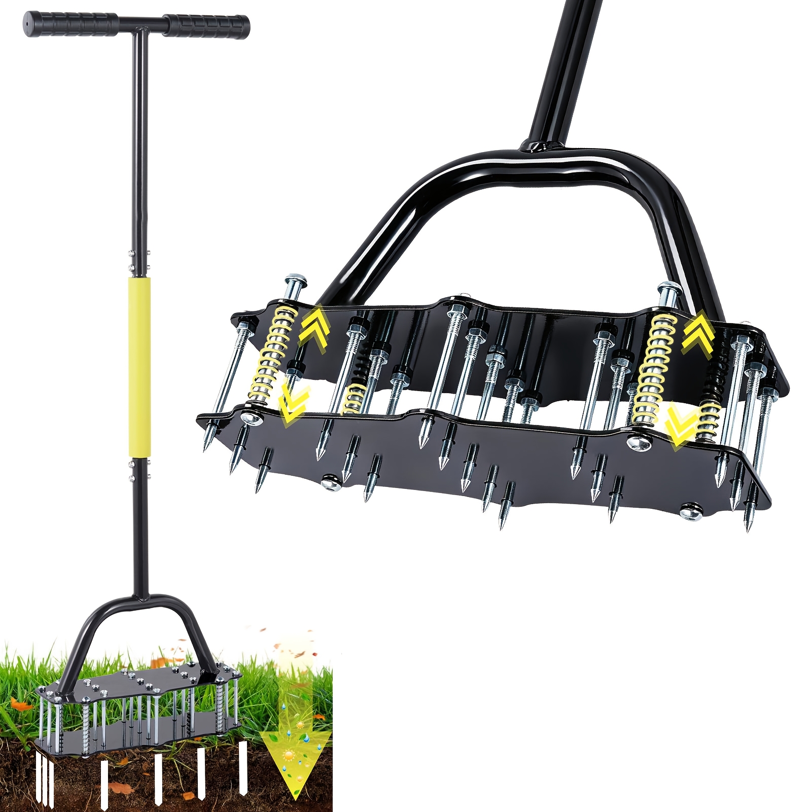 Image of Manual Lawn Aerator, Lawn Aerator, High-strength Carbon Steel Construction, Suitable For All Soil Types