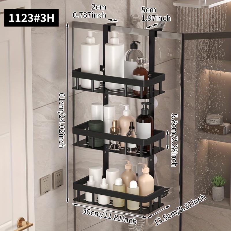 TEMU 1pc Bathroom Door Hanging Shower Rack, Over The Door Double/triple Layer Shower Caddy, , For Organizing Toiletries, Bathroom Organizer And