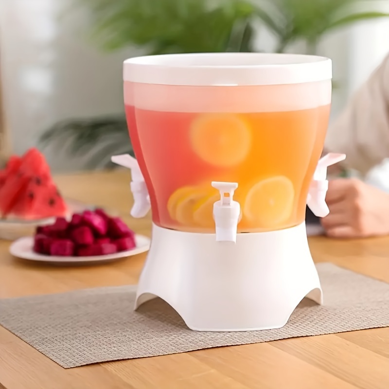169oz Rotating Beverage Dispenser with Faucet - Holds 3 Drinks, 360° Swivel, Stylish Fridge-Friendly Design for Iced Tea & Juice, Perfect for Parties & Home Kitchen