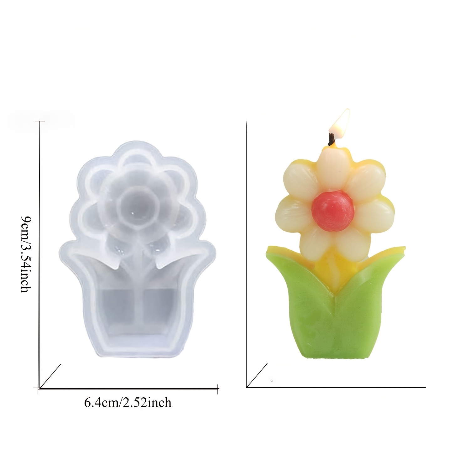 TEMU Stampo in silicone tridimensionale a forma per fai da te, gesso/oggetto decorativo. Decorazione a fai da te a forma di bouquet di girasoli. Pu簷