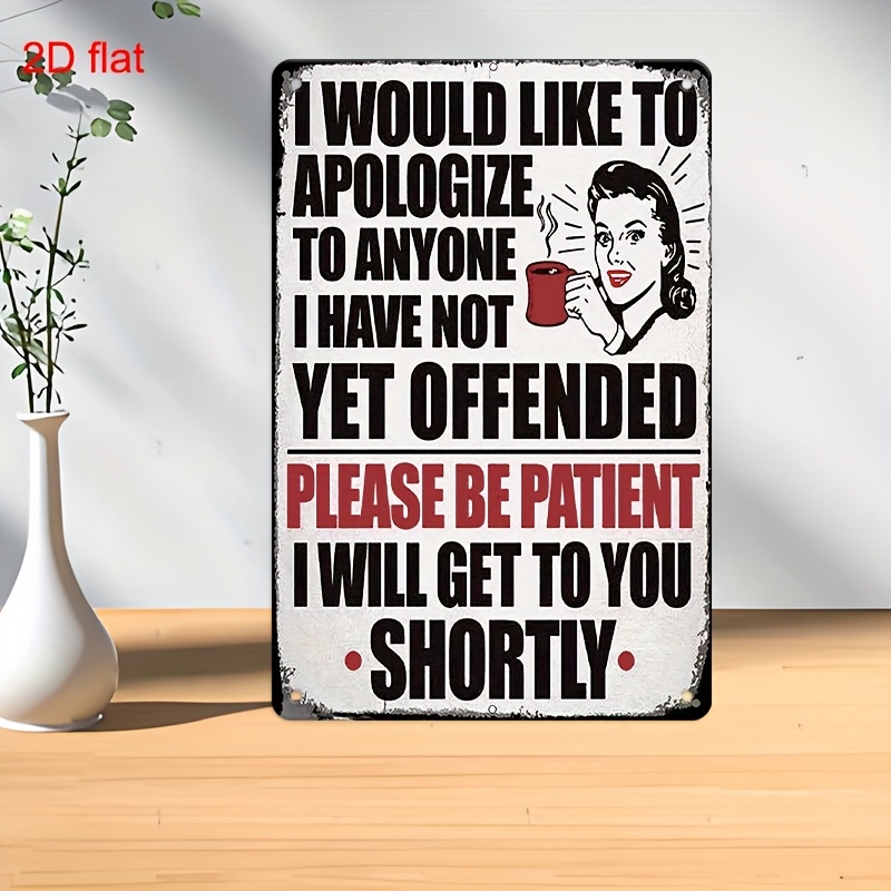 TEMU 1pc Funny Metal Sign - Vintage Retro Wall-mounted "" Plaque Suitable For Home, Bar, Cafe, Garage Decor - Metal Signage For Christmas, Easter,