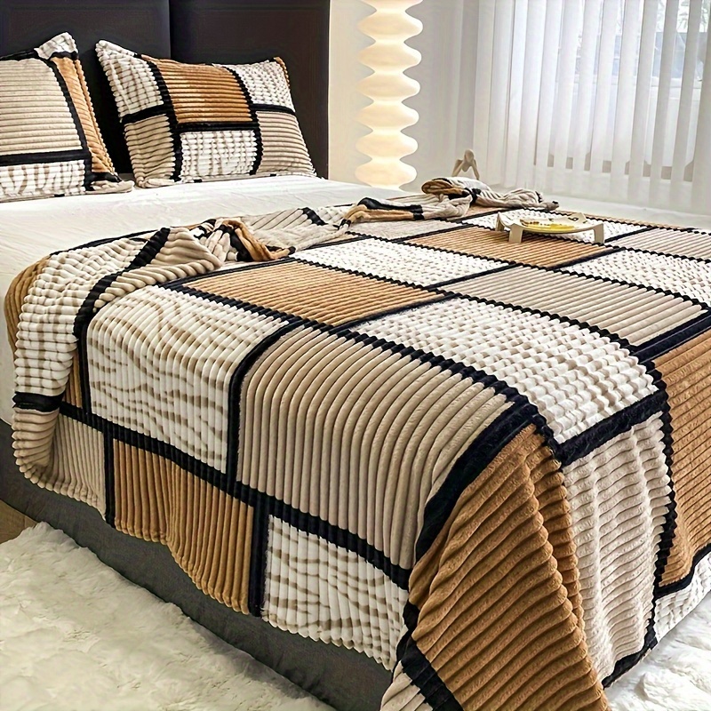 contemporary   pattern flannel fleece bed blanket   polyester multipurpose woven throw with   features machine washable   details 9