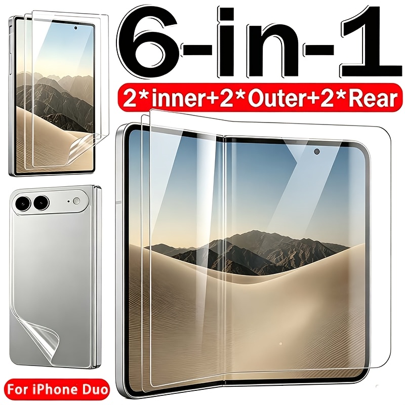 TEMU [6in 1] 2 2 Outer +2 Back Hydrogel Film Compatible With Iphone Protector Screen Protector Auto Repair Anti-scratch Fingerprint Resistant Touch