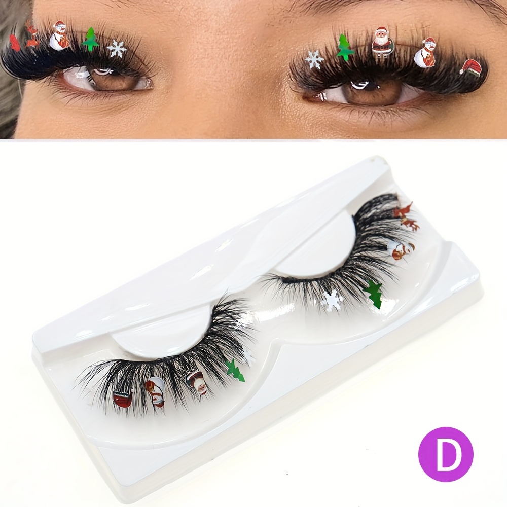 TEMU 1 Pair Of Glitter False Eyelashes - Reusable Sequin Eyelashes, To Fluffy C , 3d Messy Effect, For Christmas And Halloween Makeup