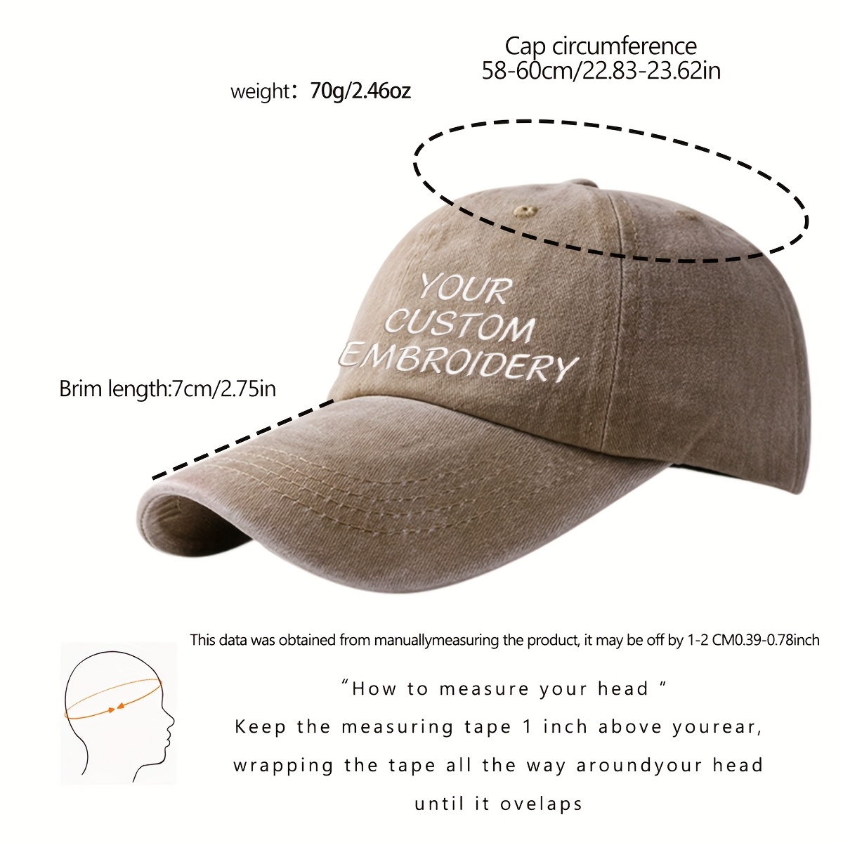 8pcs Customizable Women's Baseball Caps with Embroidered Text