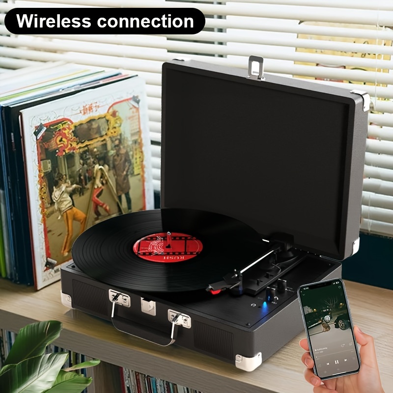 

Maio Vinyl Record Player 3- Wireless Suitcase Portable Belt- Record Player With Built-in Speakers Rca Aux In Headphone Jack Usb Play And Recording Vintage Turntable-dj Multi-audio Player