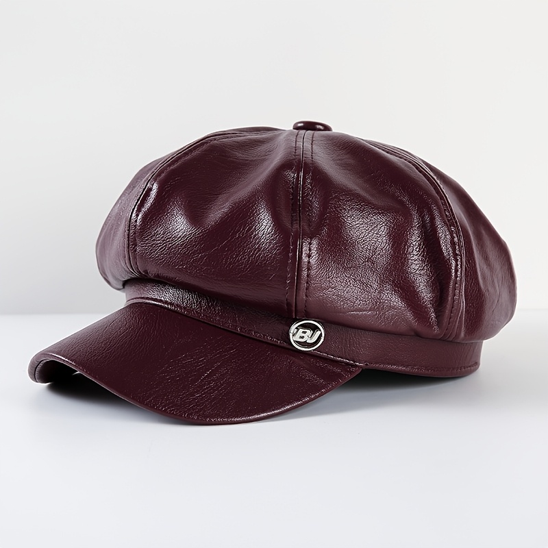 TEMU Women's Newsboy Cap Pu With Sun Visor Beret Driver Cap Vintage Women's Newsboy Cap Baker Cap Newsboy Cap Women's Pu Driver Painter Alice Beret