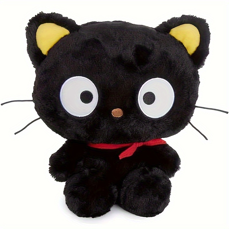 

Sanrio 10" Plush Doll - Soft, Cuddly Black With Yellow Accents & Red Bow, Polyester Stuffed Animal Pillow Toy, Perfect Gift For Anime Fans & Girls Teens, Ideal For Birthday Decor, Kitten Toys, Sanrio