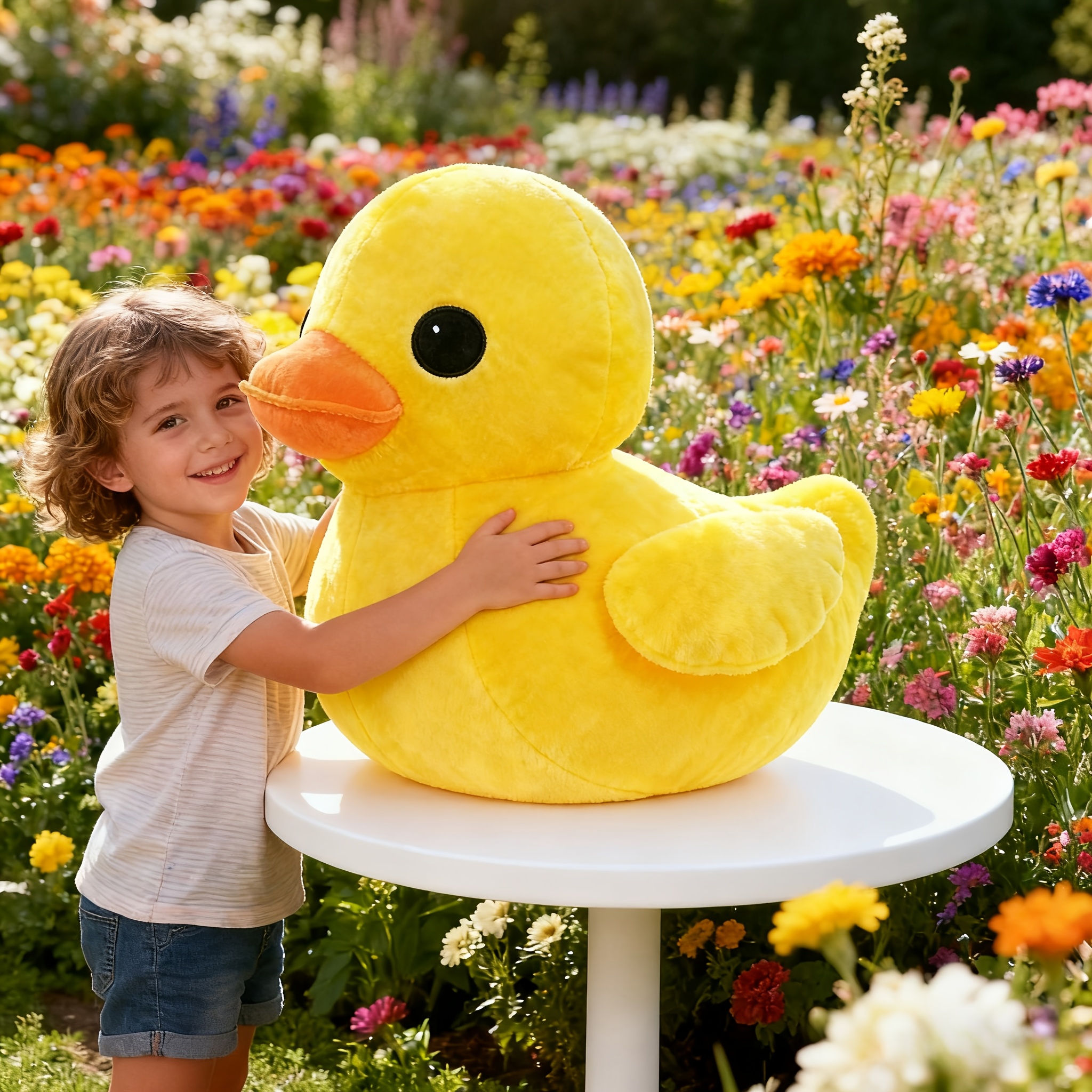 100cm/39.37in Large Yellow Duck Plush Doll Soft Throw Pillow Cute Plush Toy Soft Duck Cushion Birthday Halloween Christmas Festival Perfect Gift For Children