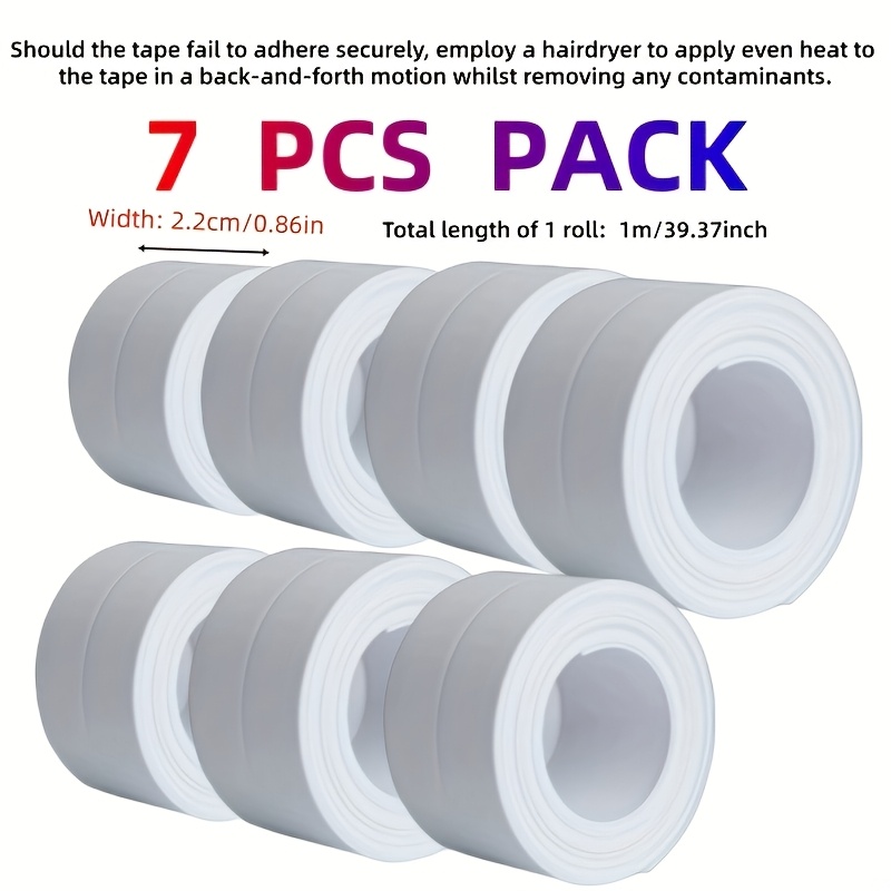 7 rolls self   pvc waterproof caulk strip tape suitable for shower bathtub bathroom   peel stick removable   flexible   for wall edges diy friendly corner no  