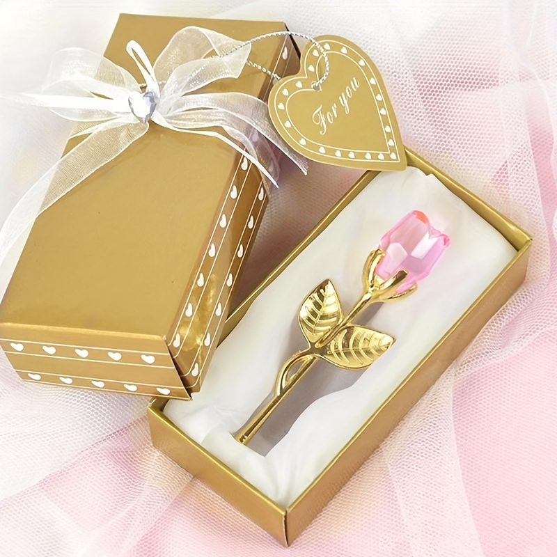 1 Unidad Regalo San Valentín Rosa Cristal En Caja Mini Rosa - Temu